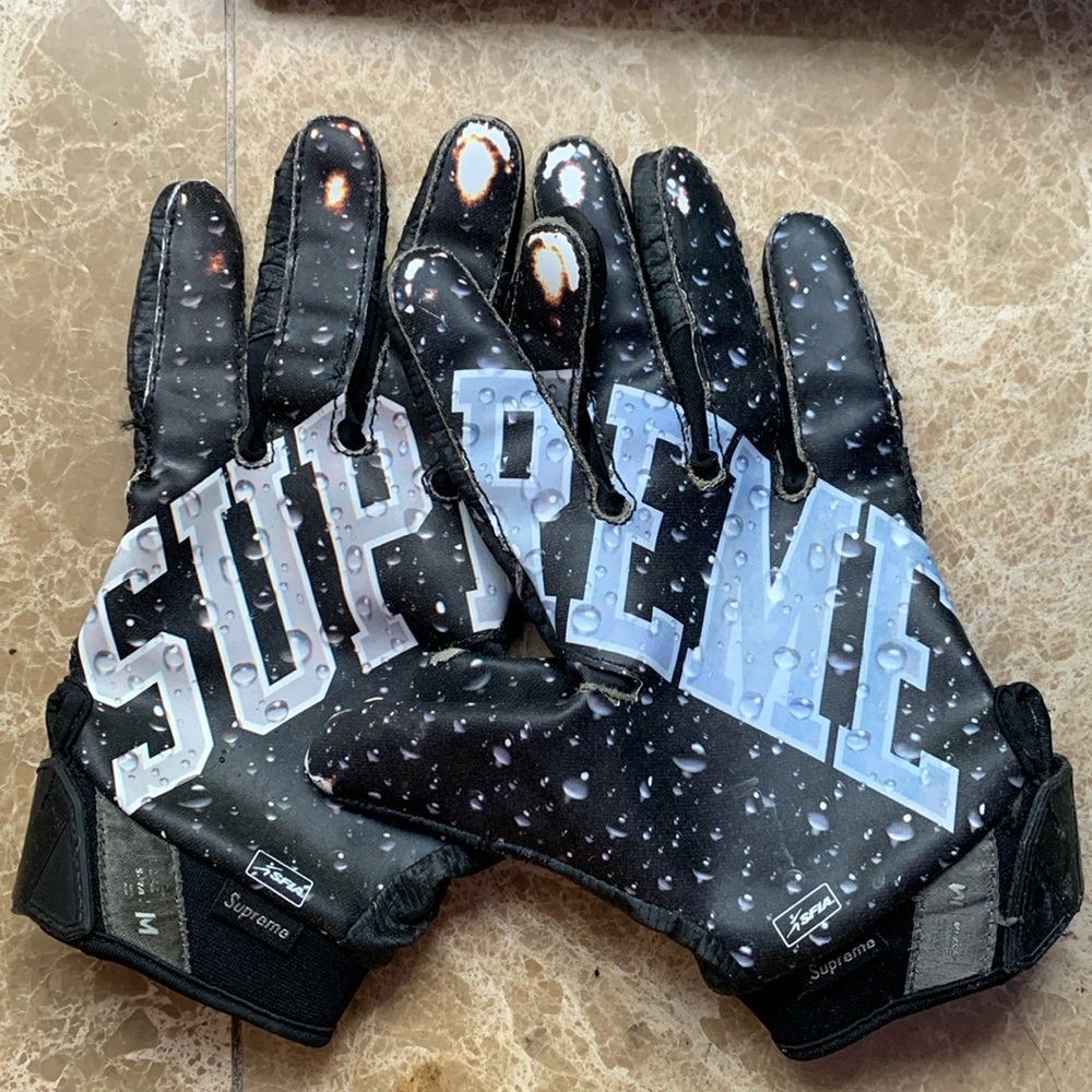 Supreme Black Gloves with White Logo